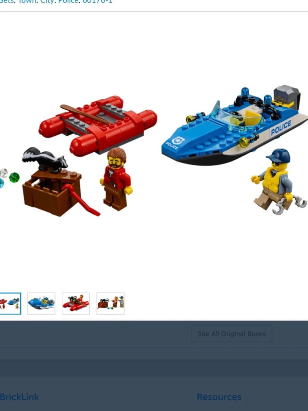 Lego City Set 60176 Wild River Escape Blue Police Speedboat with raft